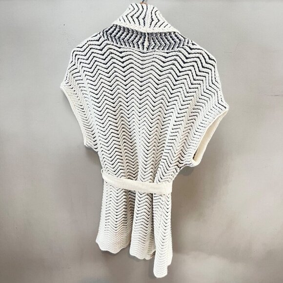 Coldwater‎ Creek Womens Chevron Knit Wrap Sweater Vest M Gray & White Wool Blend - Picture 5 of 5